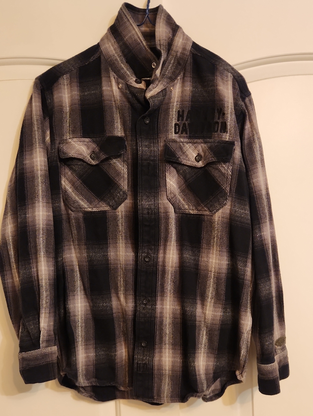 Harley-Davidson Black and Gray Plaid Lightweight Shirt Jacket